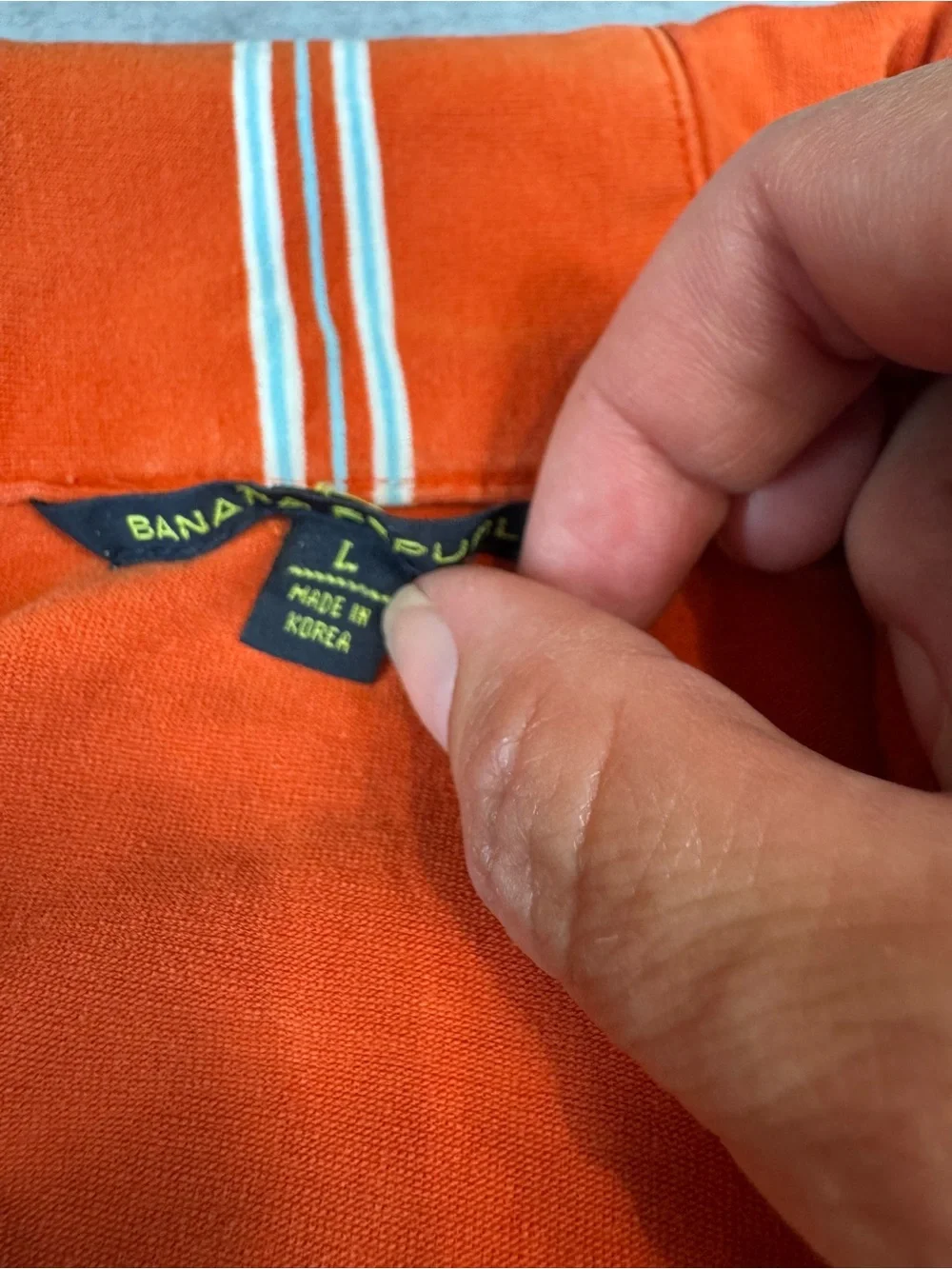 Banana Republic Orange Polo with Shoulder Stripe Detail